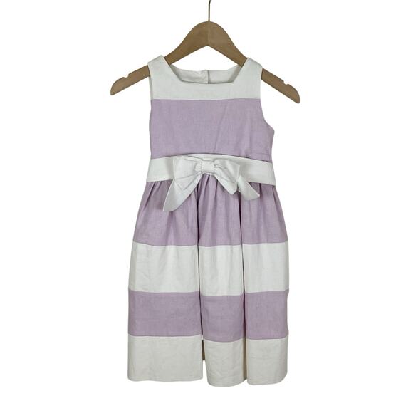 Vintage Hartstrings Lavender Purple and White Striped Dress Girls 4T - Picture 1 of 5